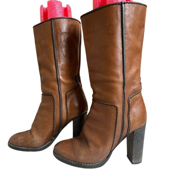 Chloe Tall Leather Heel Boots Size 36 Made In Italy Bohemian Chic - Picture 2 of 9